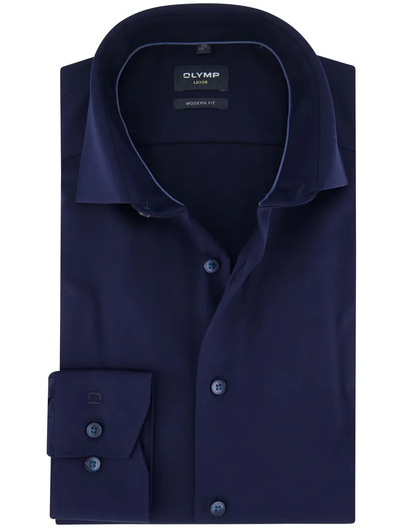 Olymp overhemd effen navy modern fit