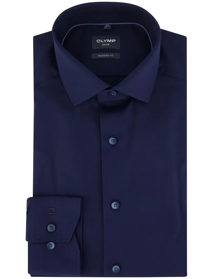 Olymp overhemd effen navy modern fit