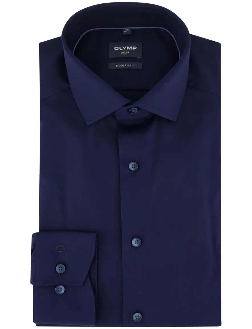 Olymp overhemd navy modern fit effen