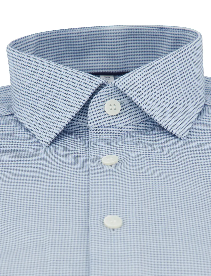 Olymp geprint blauw overhemd body fit