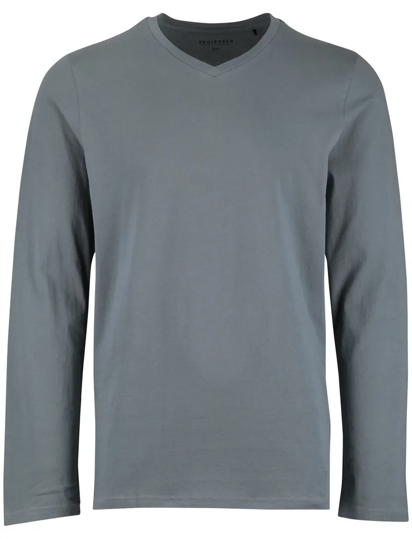 Schiesser lange pyjama blauw katoen