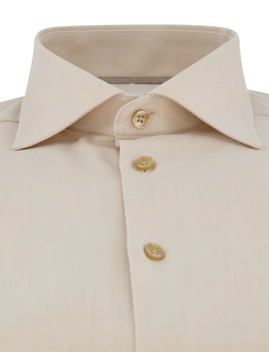 Ledub overhemd mouwlengte 7 lichtbeige modern fit