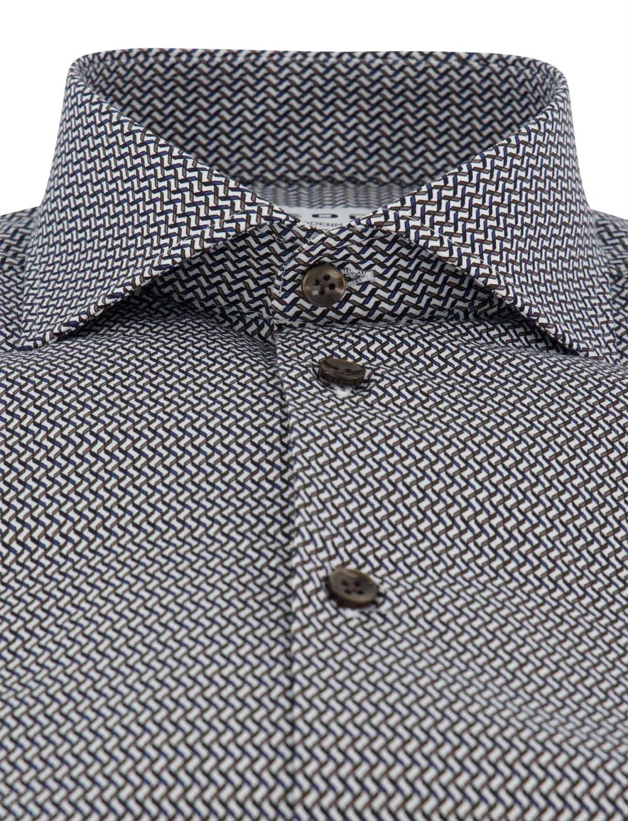Ledub overhemd modern fit blauw patroon