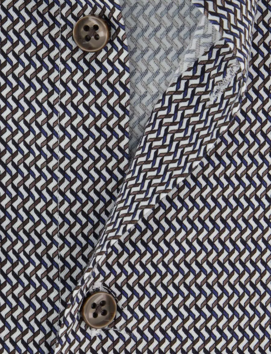 Ledub overhemd modern fit blauw patroon