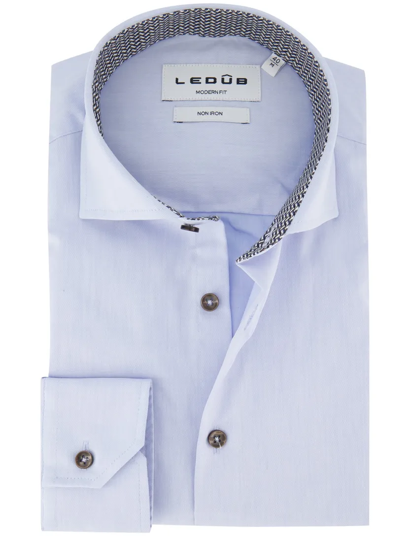 Ledub modern fit overhemd effen lichtblauw