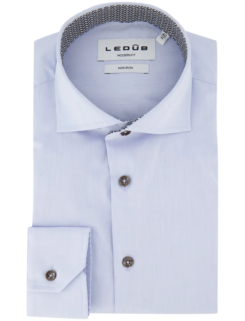 Ledub modern fit overhemd effen lichtblauw