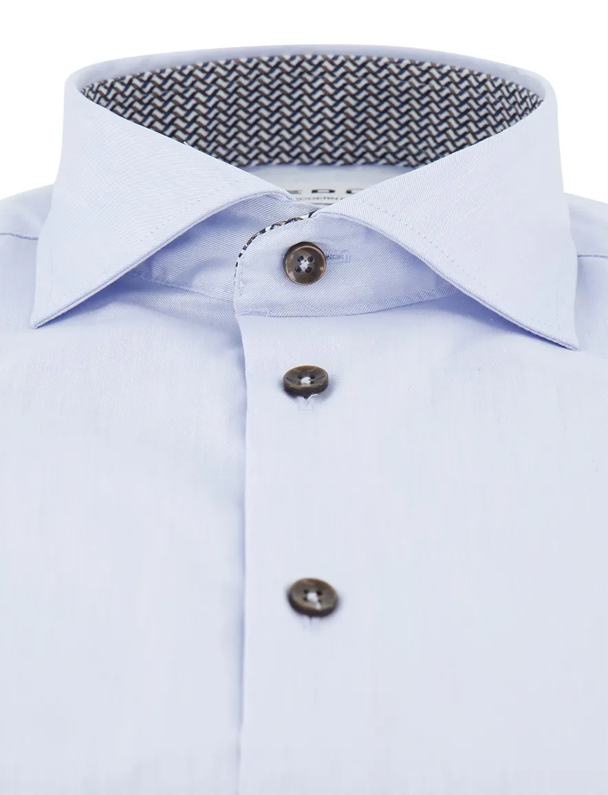 Ledub Overhemd Modern fit blauw strijkvrij