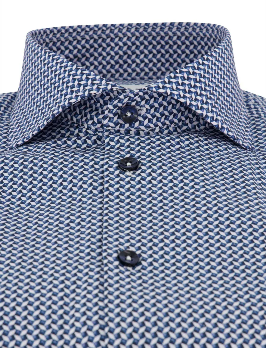 Ledub overhemd ml 5 blauw patroon