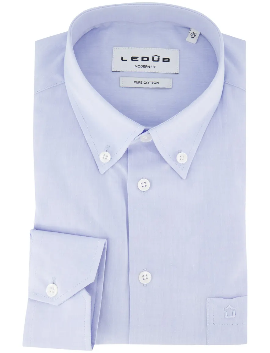 Ledub Overhemd Modern fit lichtblauw katoen