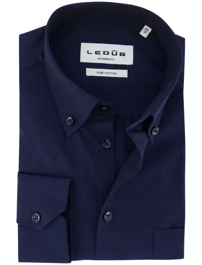 Ledub Ledub overhemd navy pure cotton