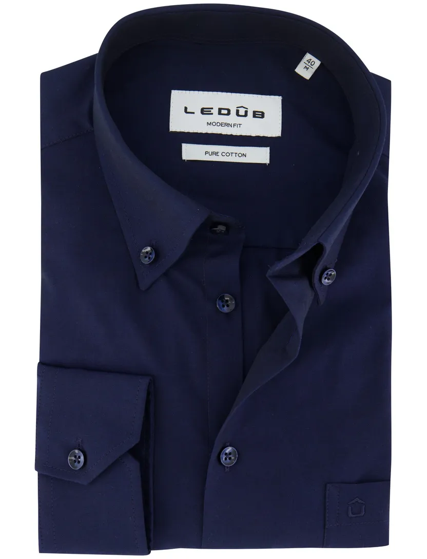 Ledub overhemd navy pure cotton