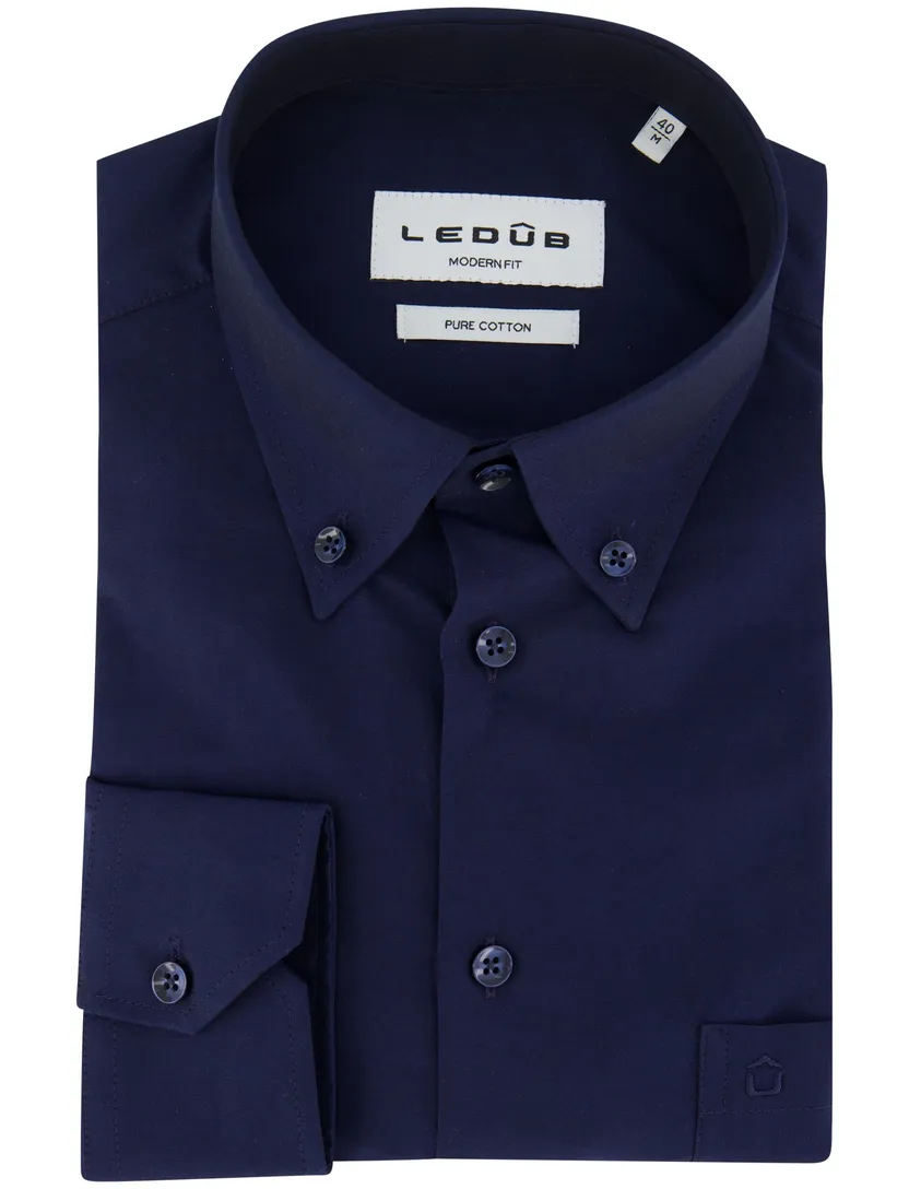 Ledub overhemd navy pure cotton