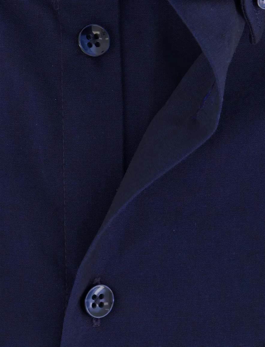 Ledub overhemd navy pure cotton met borstzak
