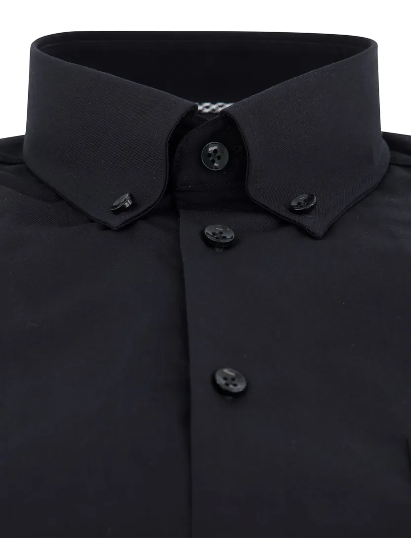 Ledub modern fit overhemd stretch zwart