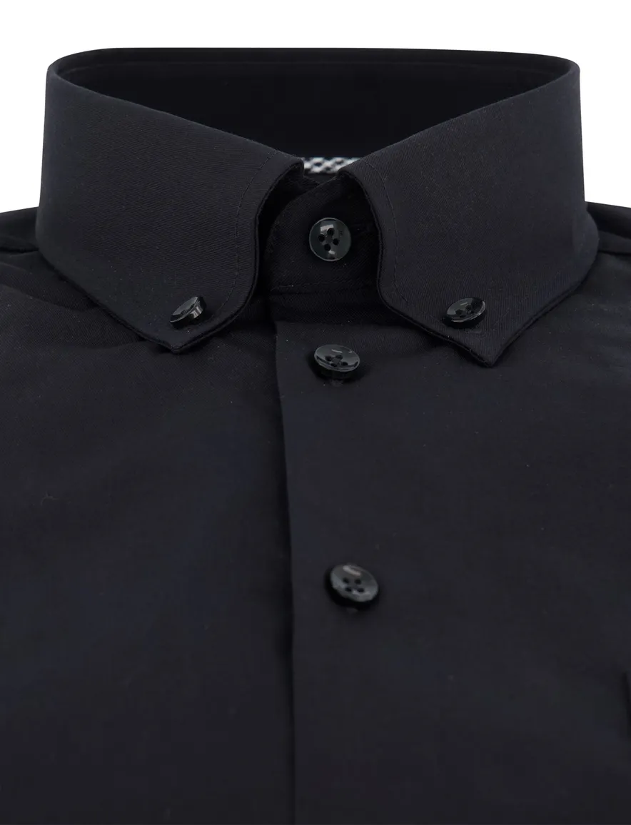 Ledub modern fit overhemd stretch zwart