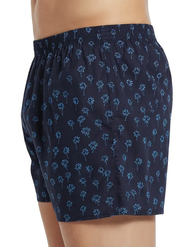 Deal boxershort donkerblauw palmboom print katoen
