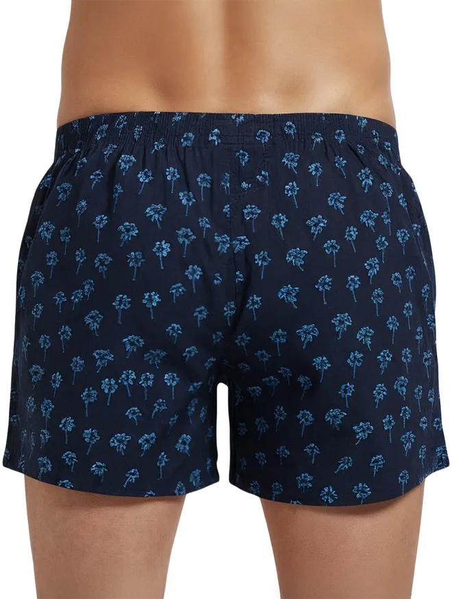 Deal boxershort donkerblauw palmboom print katoen