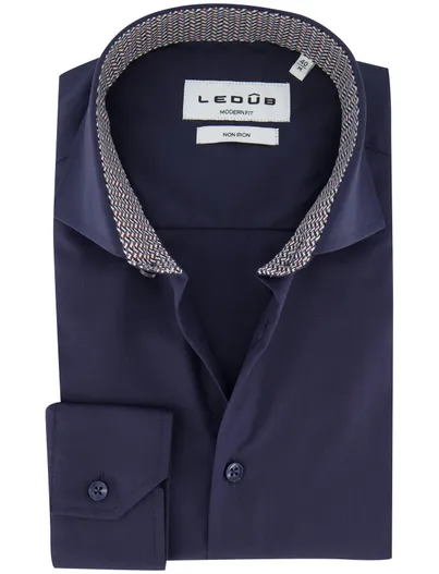 Ledub Ledub overhemd donkerblauw katoen