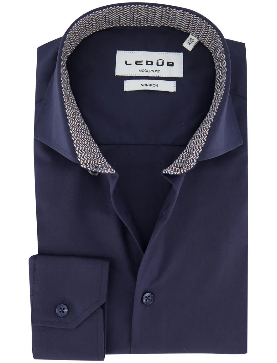 Ledub overhemd donkerblauw katoen