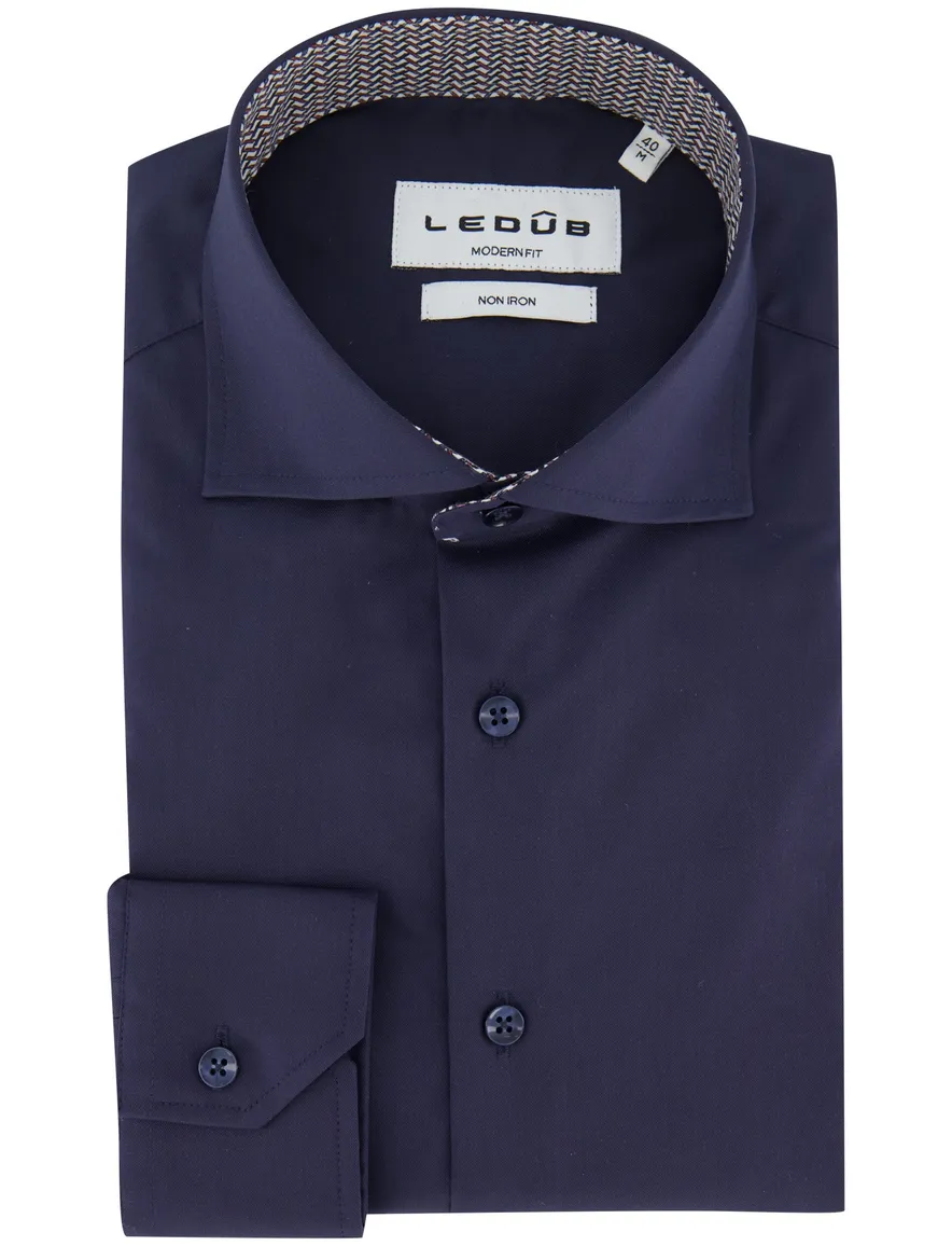 Ledub overhemd donkerblauw katoen
