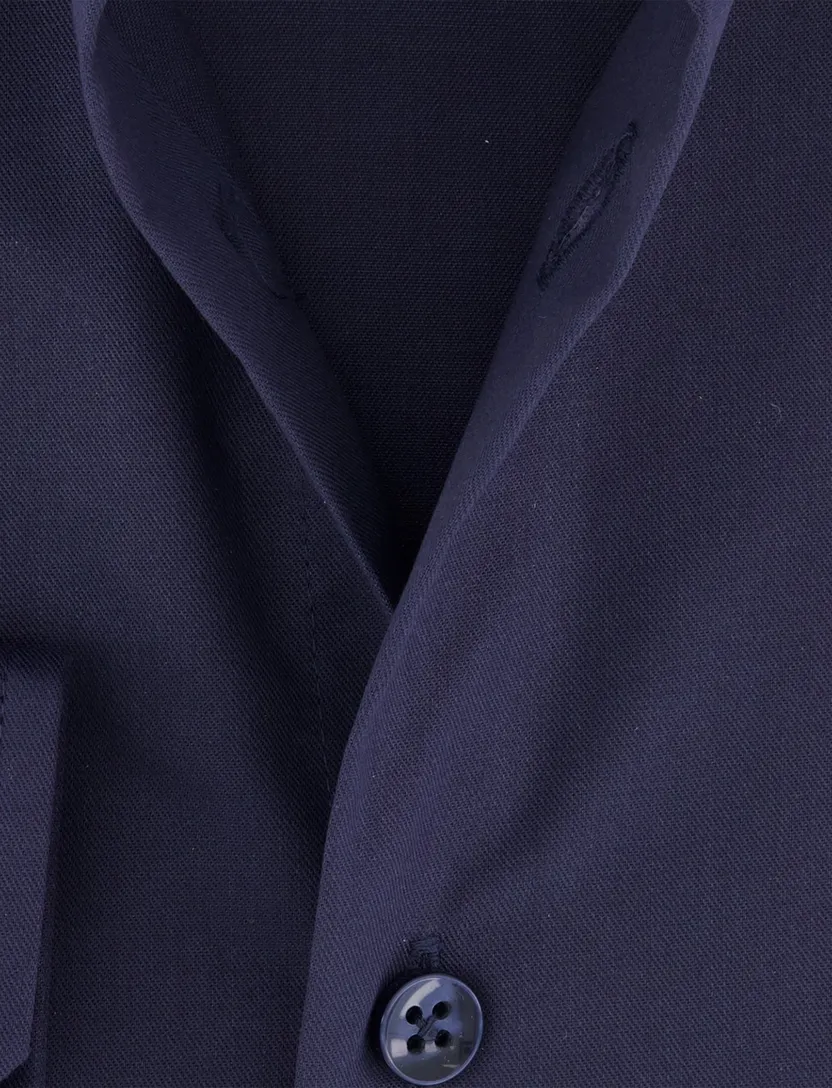 Ledub overhemd donkerblauw katoen strijkvrij