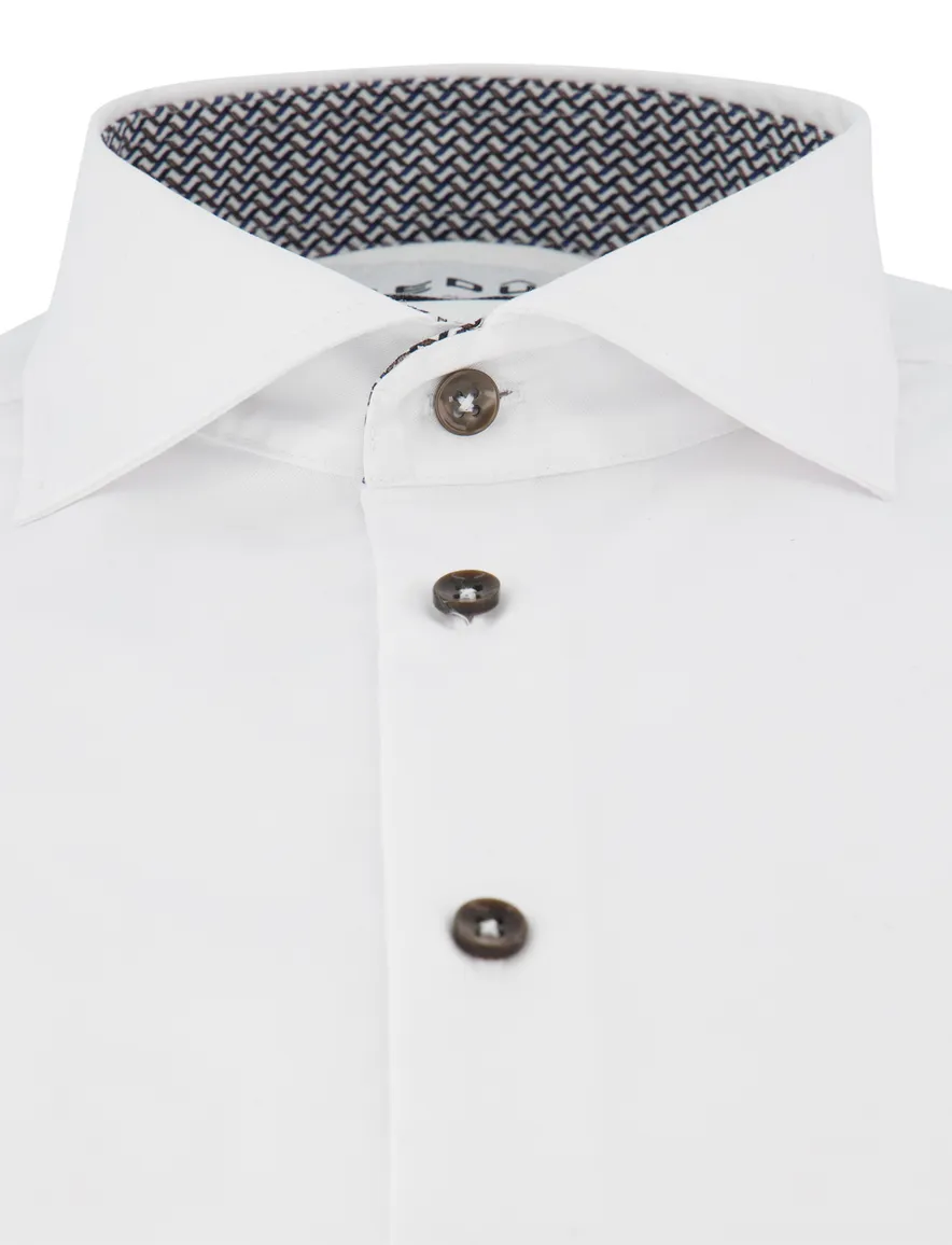 Ledub Modern Fit overhemd ml 5 wit strijkvrij katoen