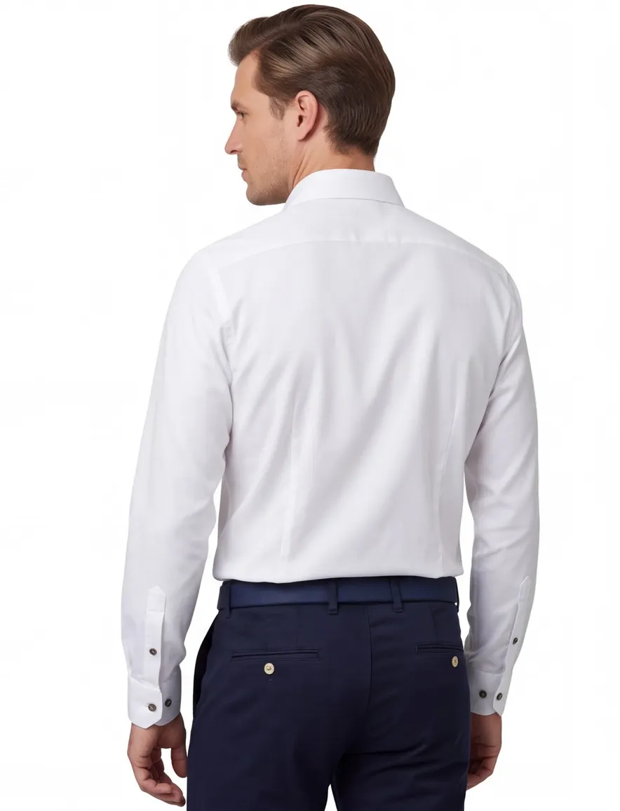Overhemd Ledub Modern fit ml 5 strijkvrij wit katoen