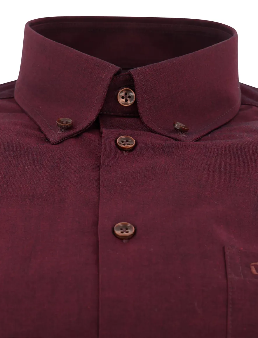 Ledub modern fit overhemd aubergine