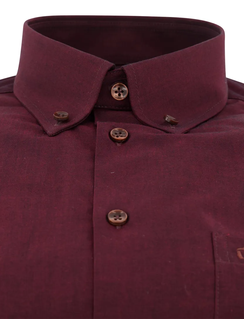 Ledub overhemd aubergine modern fit effen
