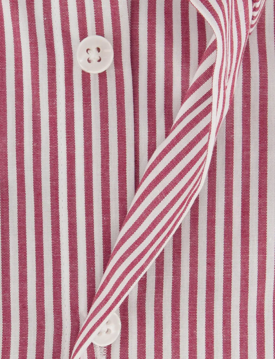 Ledub Modern Fit wit overhemd rood gestreept