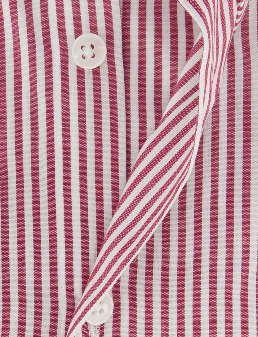 Wit Ledub overhemd Modern Fit roze gestreept