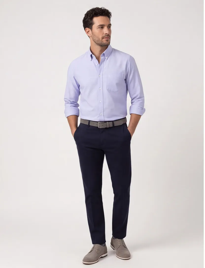 Ledub modern fit overhemd effen lichtblauw