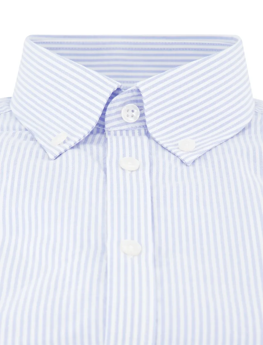 Ledub slim fit overhemd lichtblauw gestreept