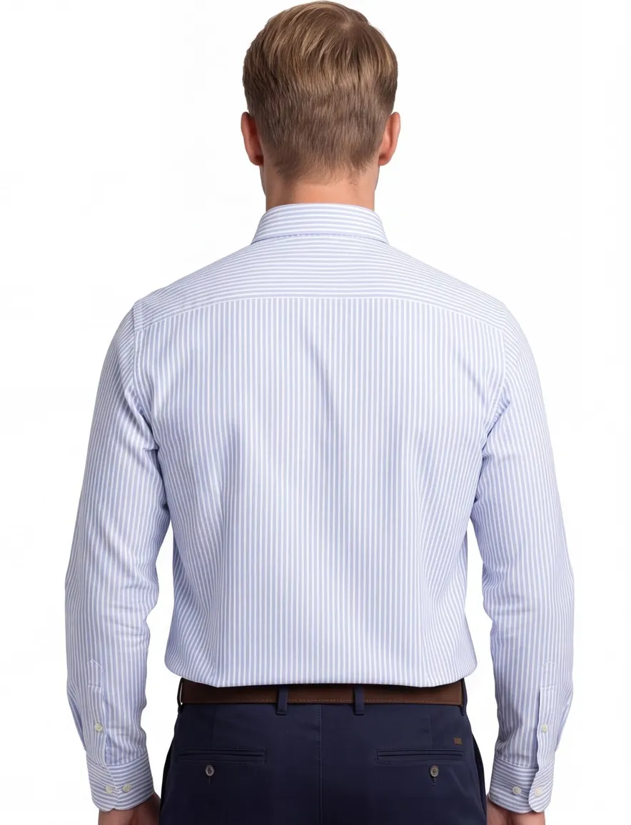 Ledub Overhemd Slim fit blauw wit gestreept