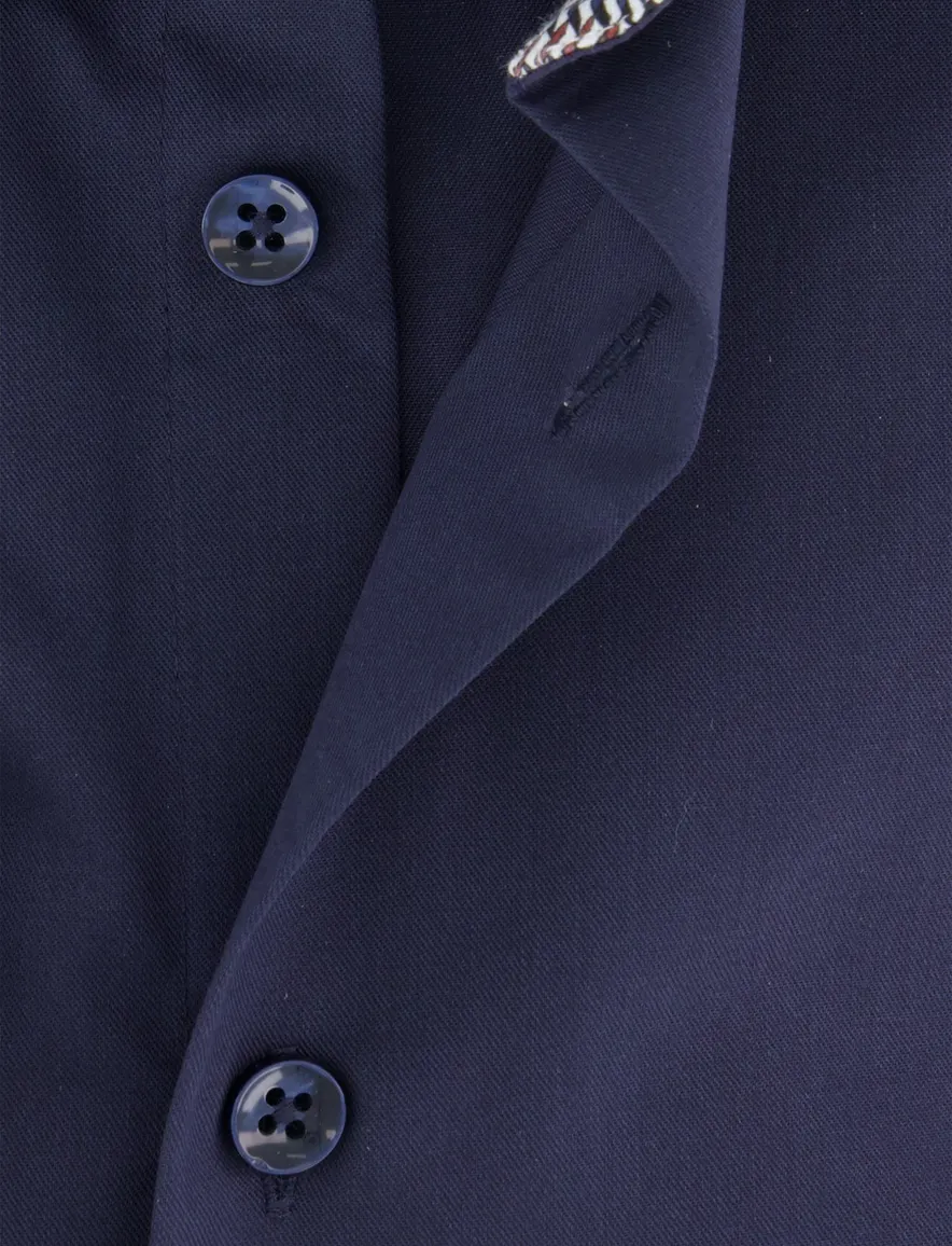 Ledub modern fit overhemd navy strijkvrij mouwlengte 7 effen
