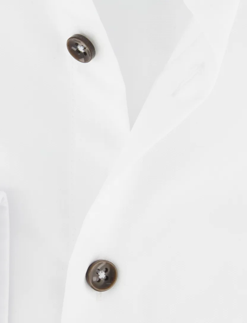 Ledub Overhemd strijkvrij Modern fit wit effen 100% katoen