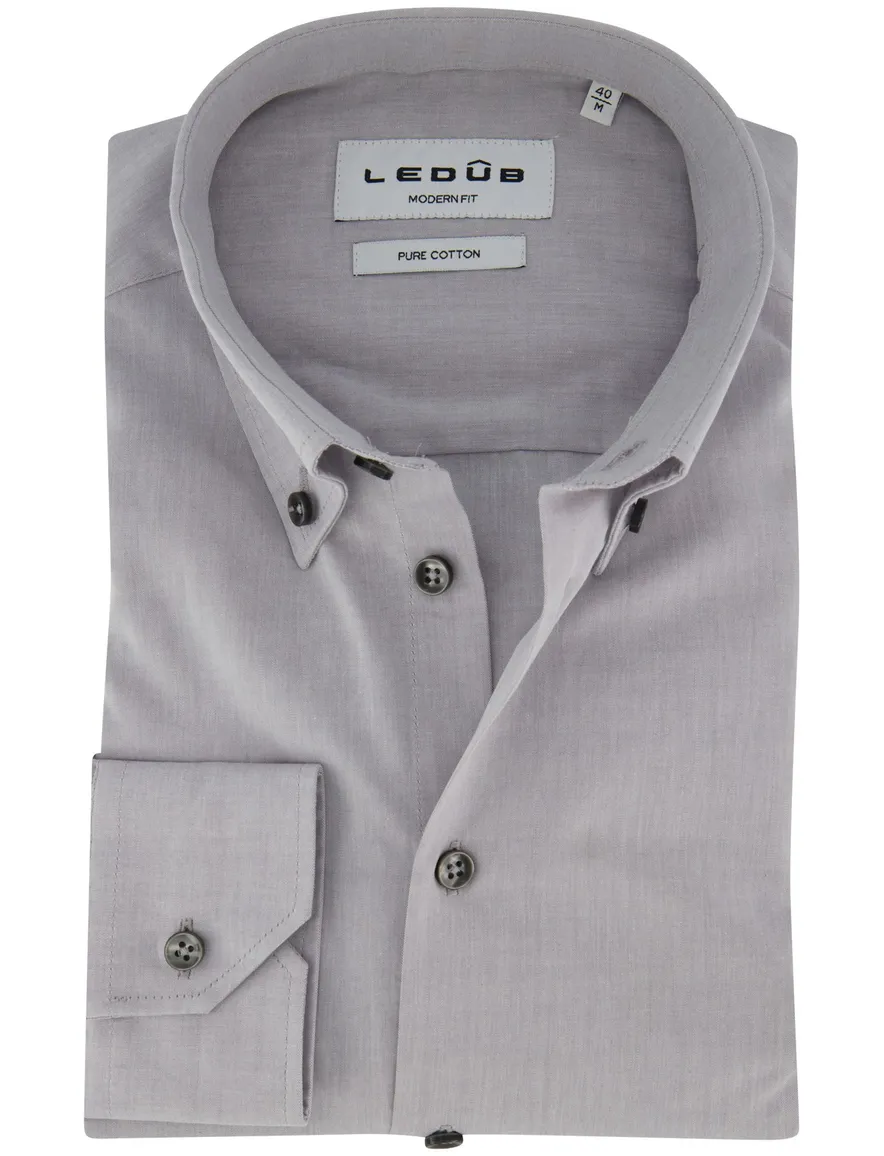Ledub overhemd mouwlengte 7 grijs button-down