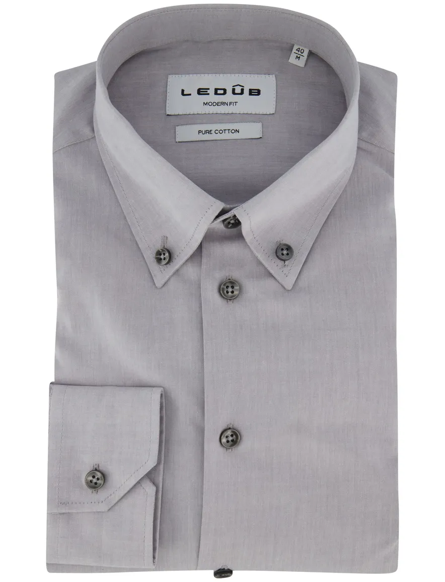 Ledub overhemd mouwlengte 7 grijs button-down