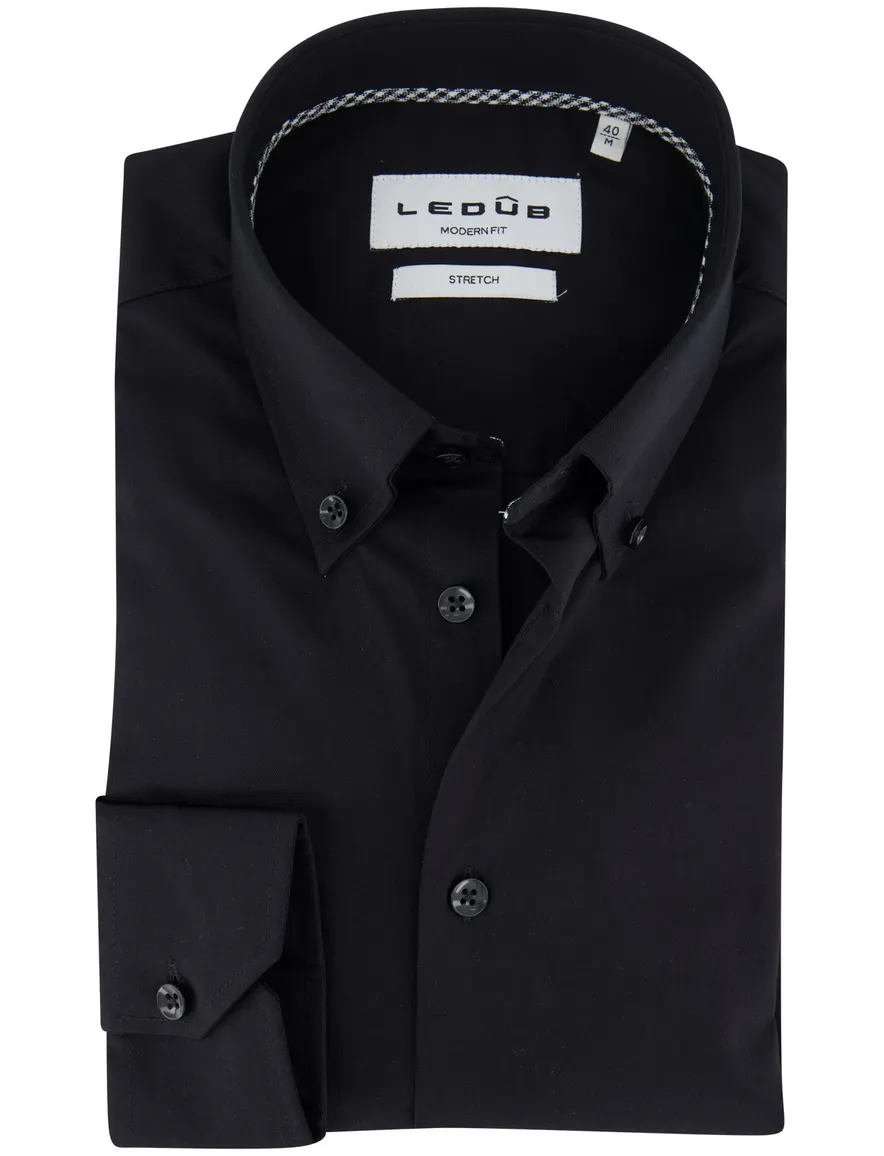 slim fit Ledub overhemd zwart ml7