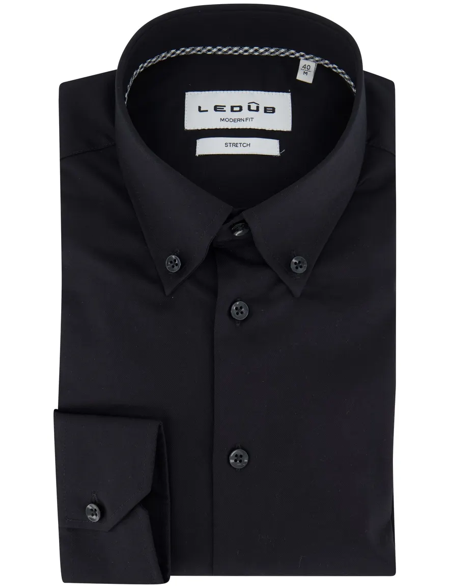 slim fit Ledub overhemd zwart ml7