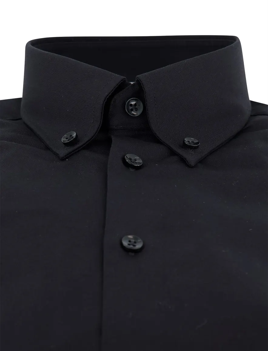 slim fit Ledub overhemd zwart ml7