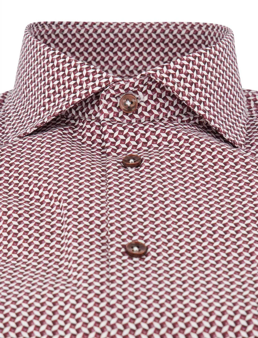 Ledub overhemd rood modern fit geprint