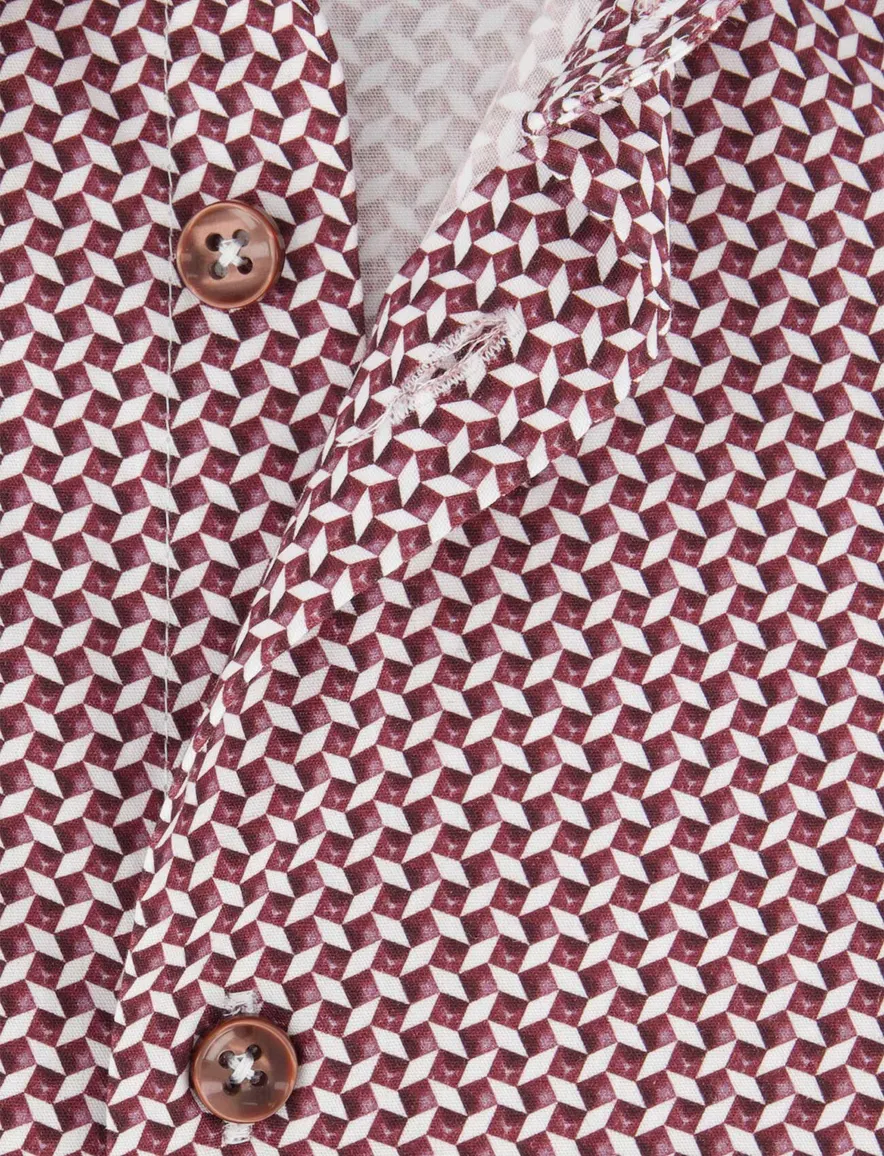 Ledub Overhemd Modern fit rood geprint katoen