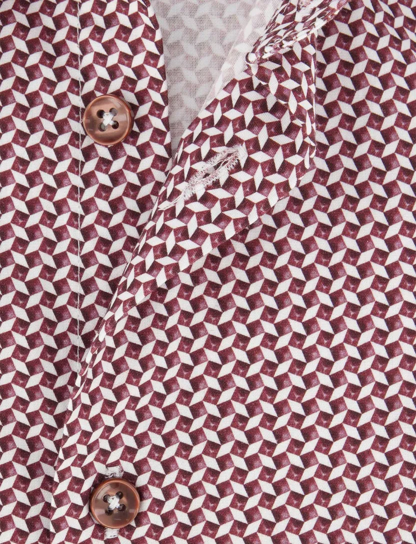 Ledub overhemd rood modern fit geprint