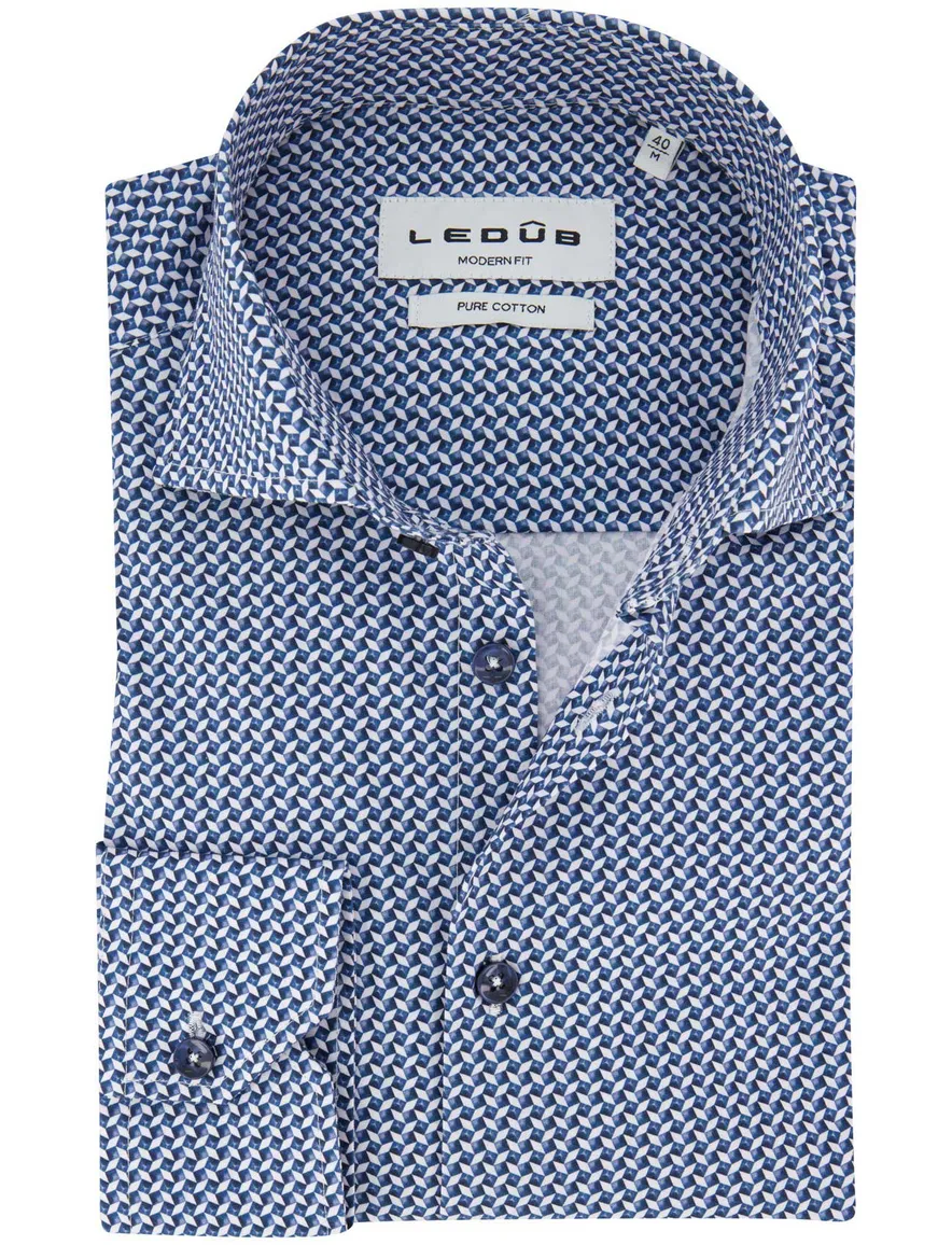 Ledub overhemd blauw geprint ml7
