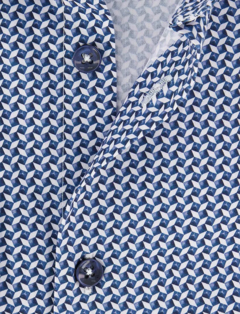 overhemd ledub blauw katoen geprint
