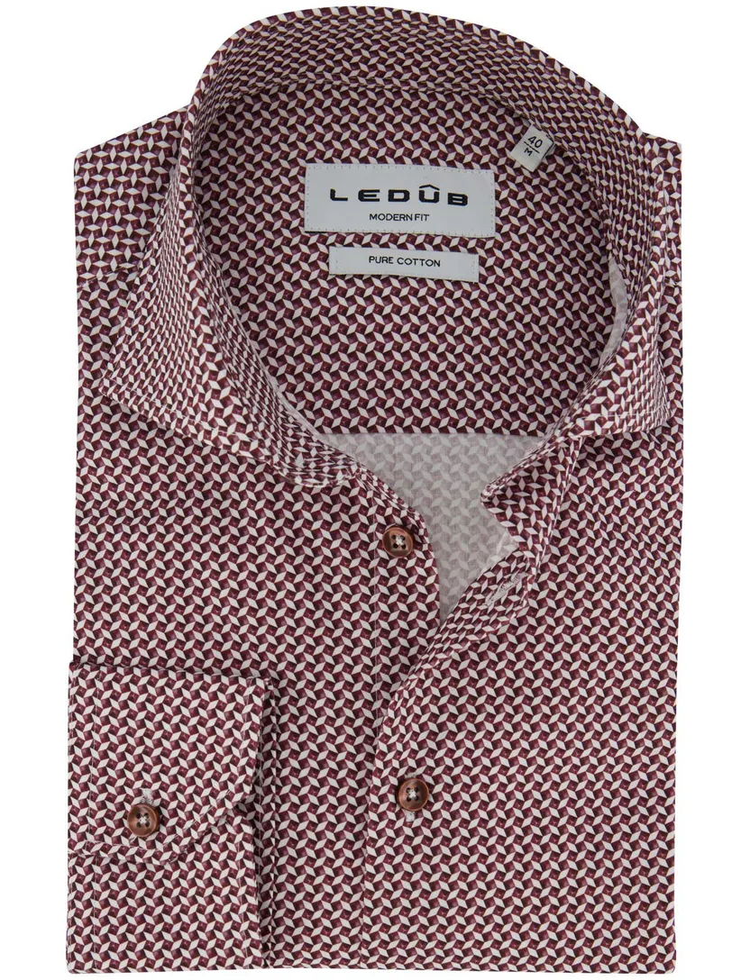 Ledub overhemd mouwlengte 7 rood patroon