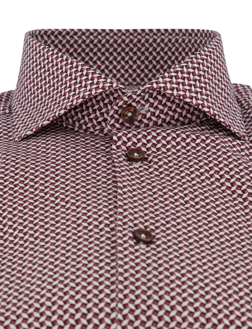 Ledub overhemd mouwlengte 7 rood patroon