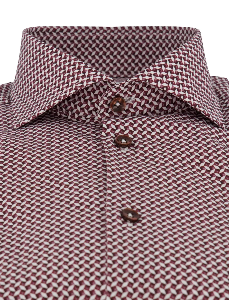 Ledub overhemd mouwlengte 7 rood patroon