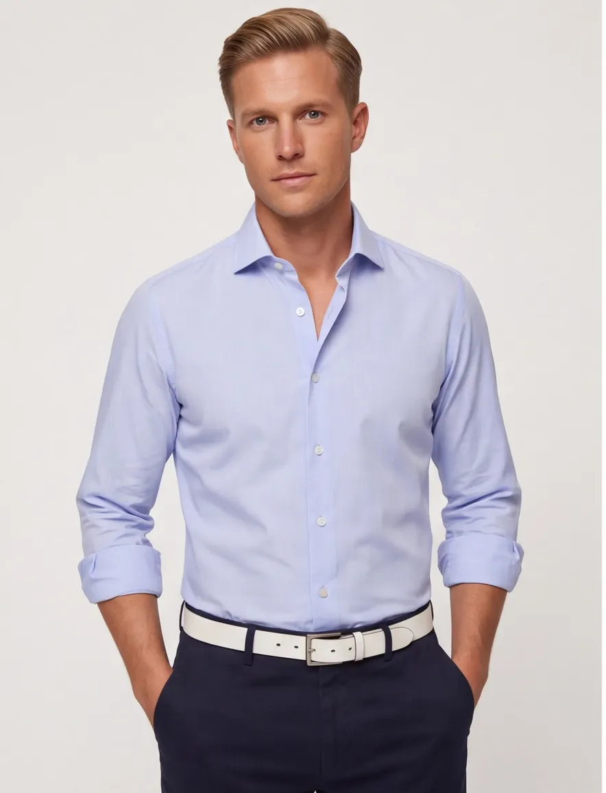 Ledub modern fit overhemd lichtblauw mouwlengte 7 effen